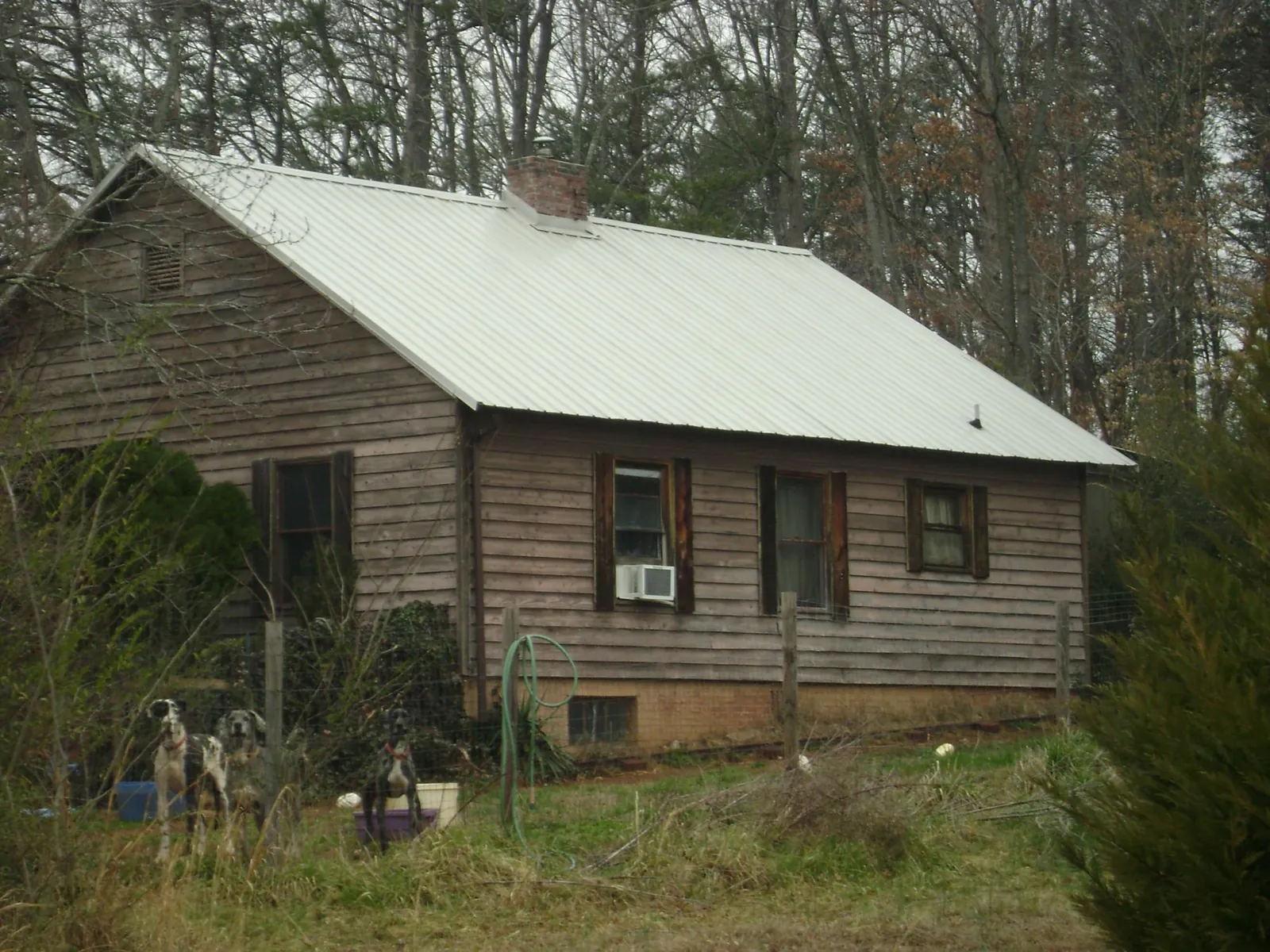 White metal roof on an old wood sided farmhouse, from a Metal Roof Installation job in Flat Top